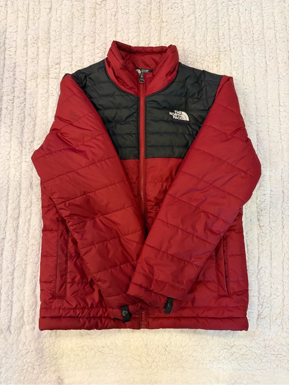 The North Face Navy and Red Quilted Puffer Jacket